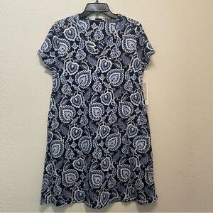 SOFT SURROUNDINGS Blue Essential Supima Short Sleeve T-Shirt Dress LP NEW